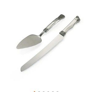 NIB Royal Selangor Roses & Ribbons Pewter Cake Serveware Set